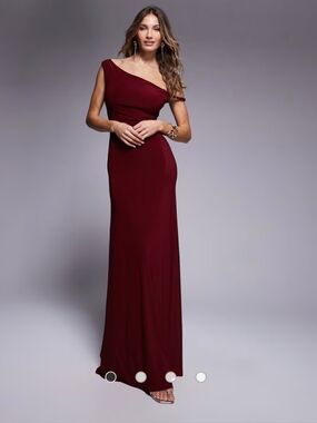 ASOS One-Shoulder Maxi Dress in Burgundy